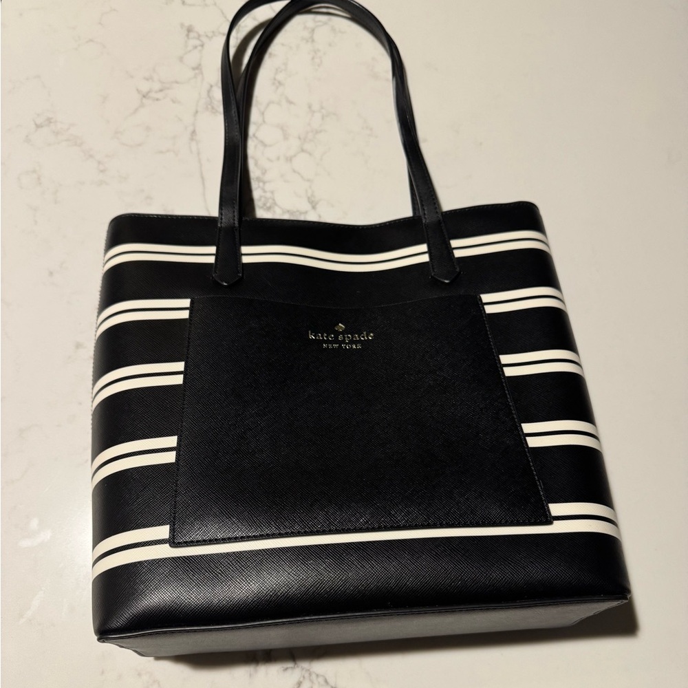 Kate Spade Black and White Striped Tote